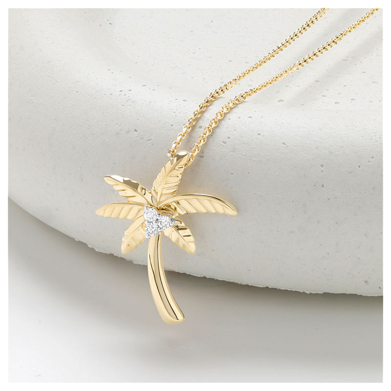 14kt Gold Lab Diamond Palm Tre