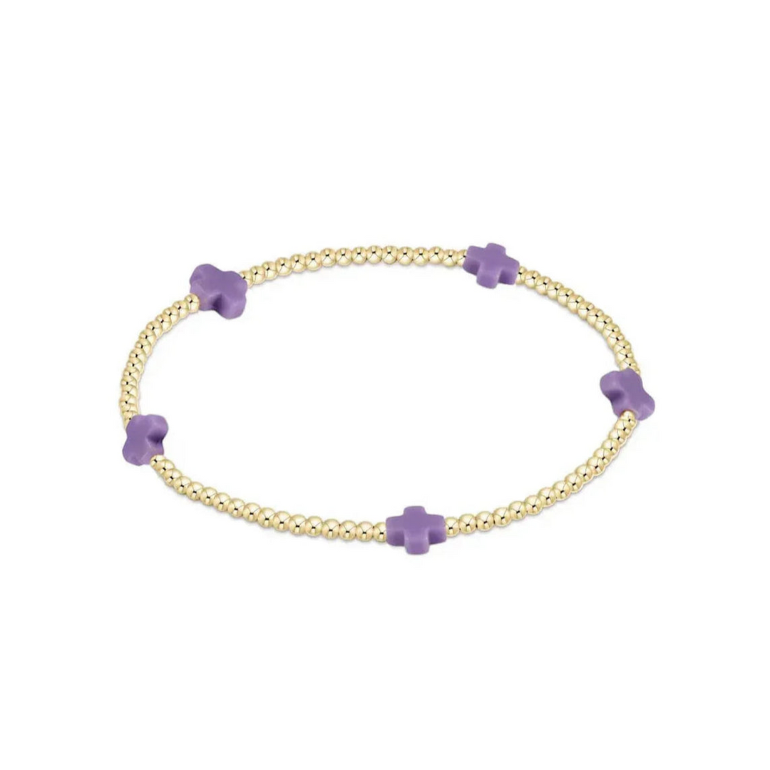 enewton - Beaded Bracelet Signature Cross - Purple - Gold-Filled Bracelet (E-Girl 5.5")