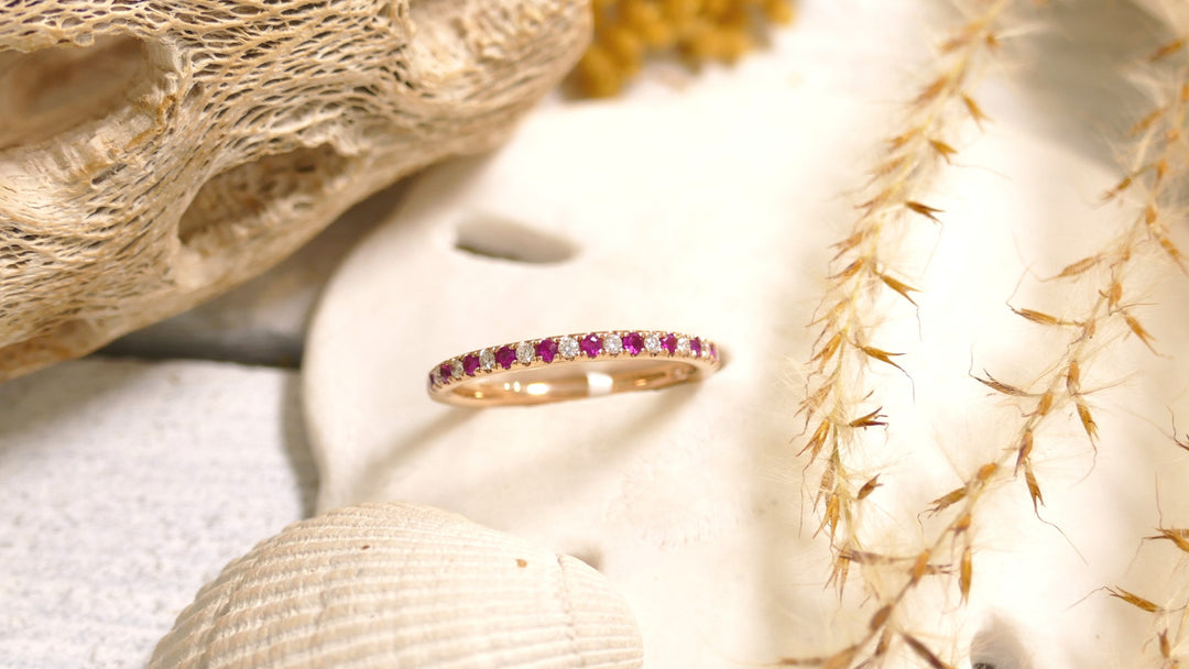 14k Rose Gold Ruby & Diamonds Ring (Size 6)