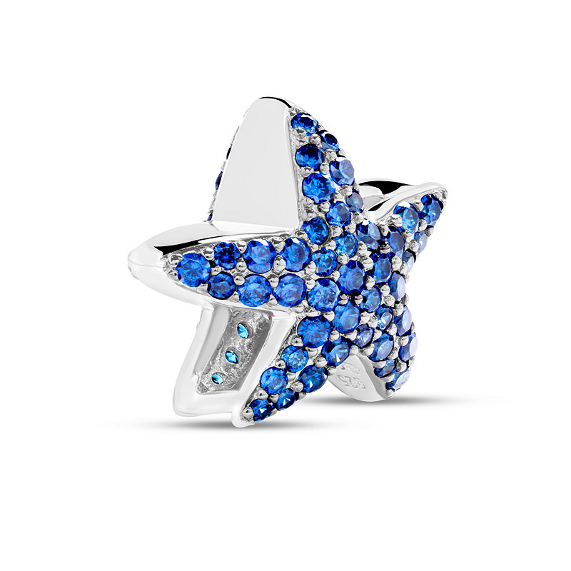 Ocean - Sterling Silver - Sapphire Cubic Zirconia Starfish Bead Charm