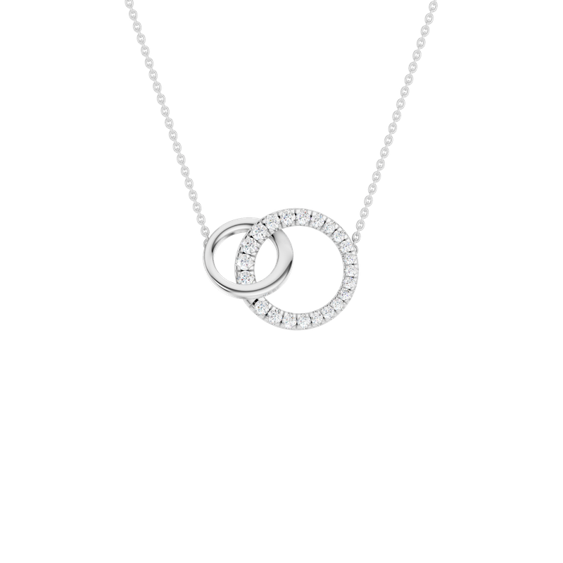 14k White Gold Interlinked Circle Round 0.62ctw Lab Diamond Necklace