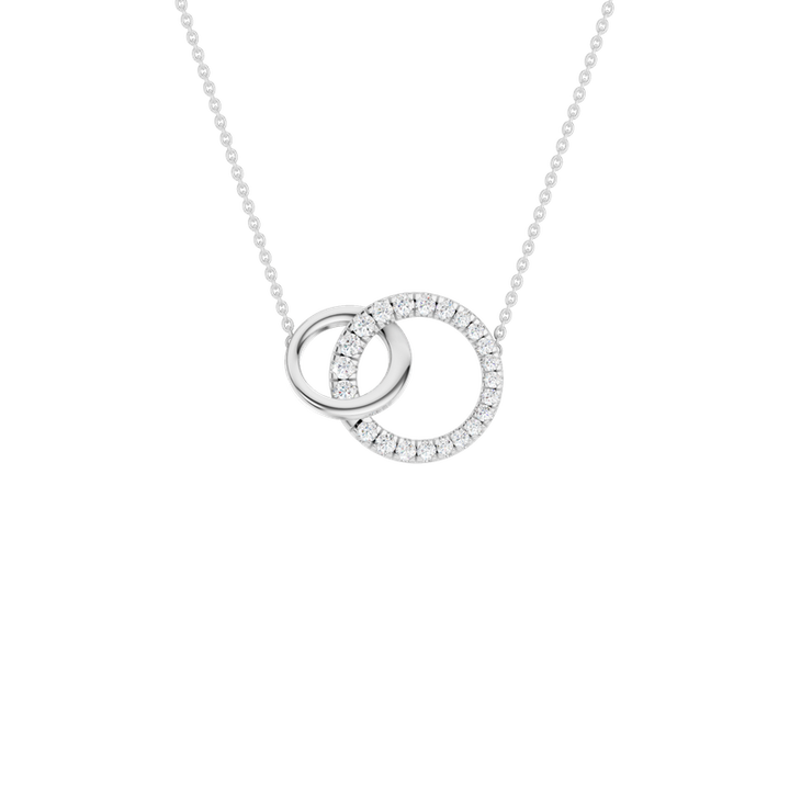 14k White Gold Interlinked Circle Round 0.62ctw Lab Diamond Necklace