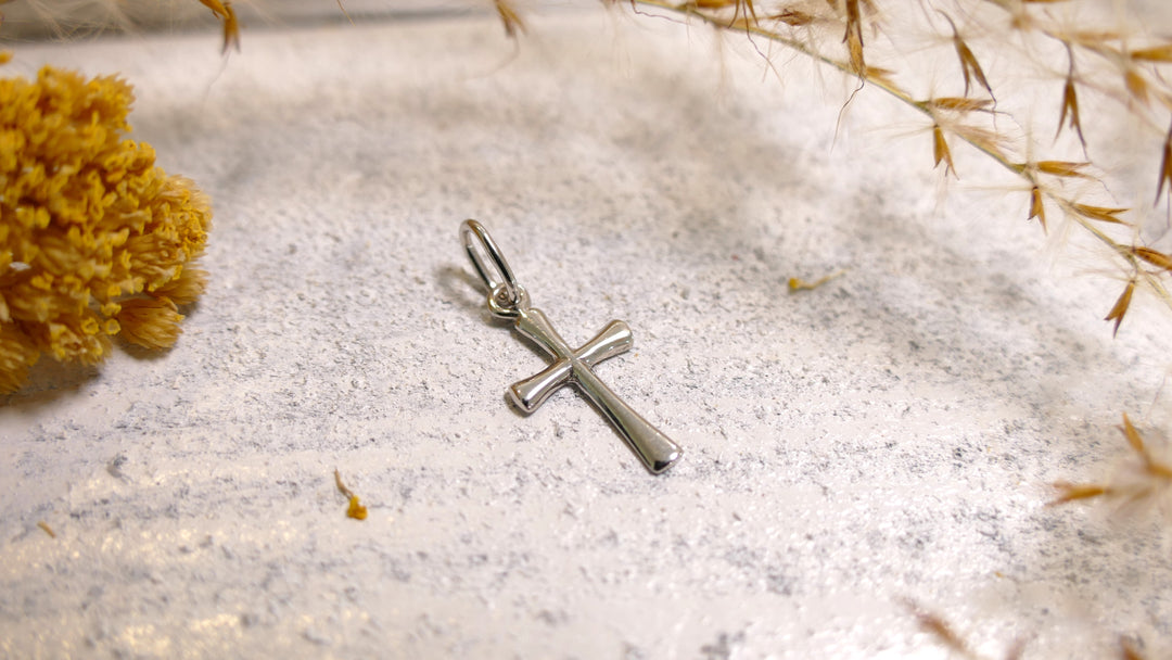 14k White Gold Cross Tiny - Polished Pendant 4mm Bail (Chain not Included)