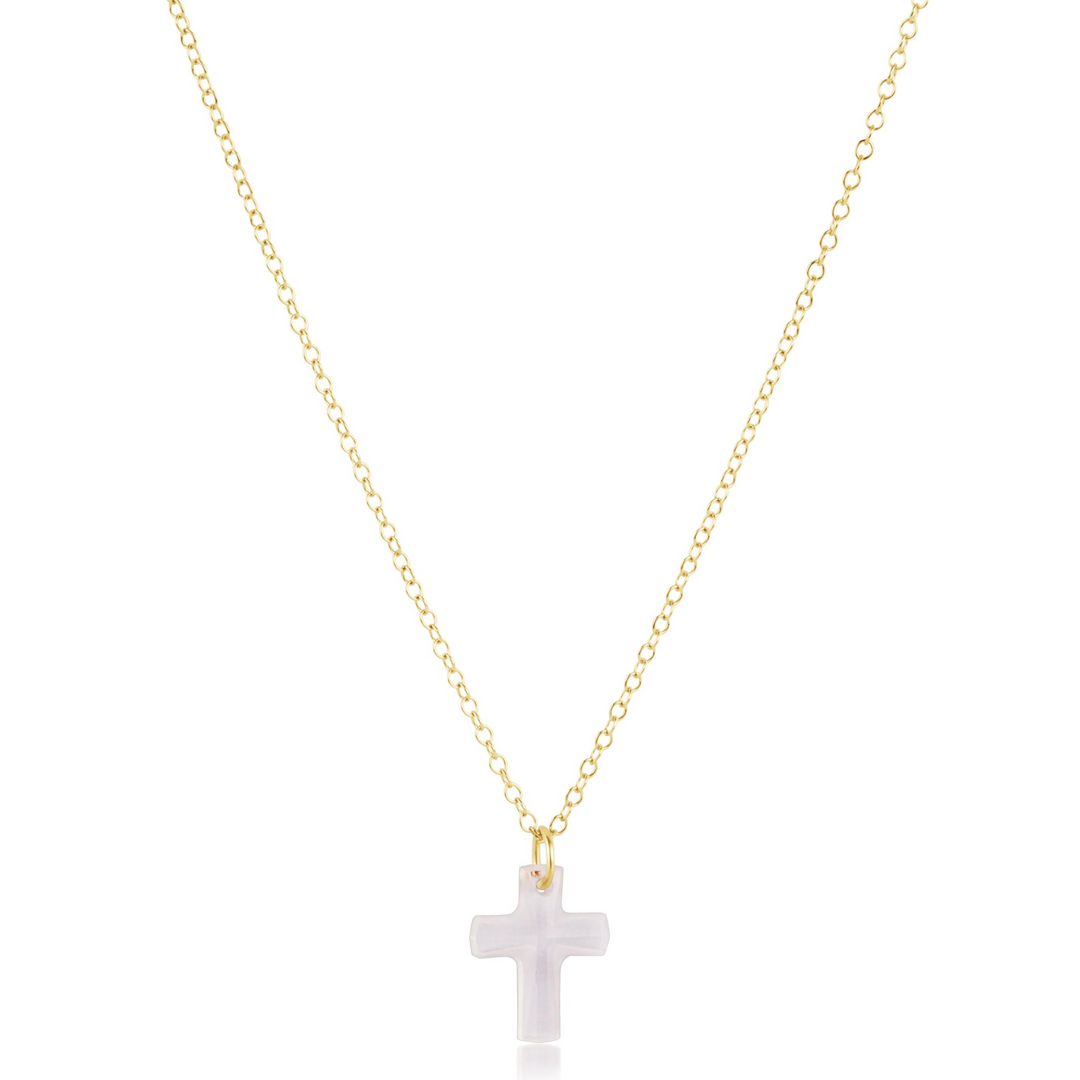 enewton - 14k gold-filled - Blessed Crystal Charm Cross Necklace 16"