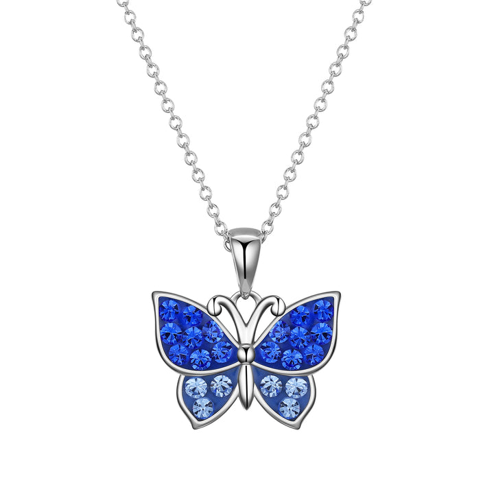 Lily Nily - Brass - Silver Blue Crystal Butterfly 14-16" Necklace