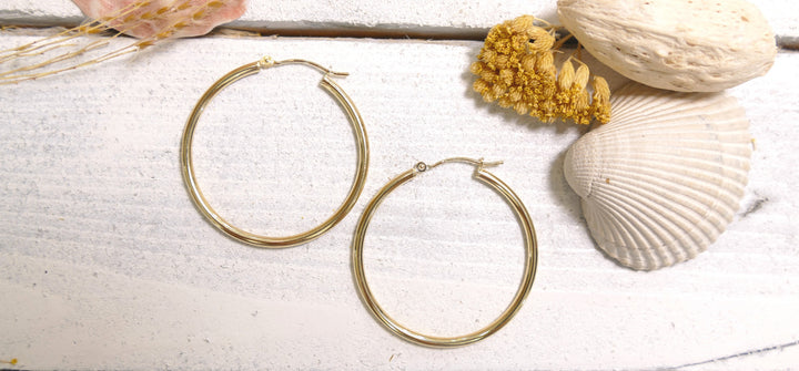 14KT 2x34 Polished Hoop