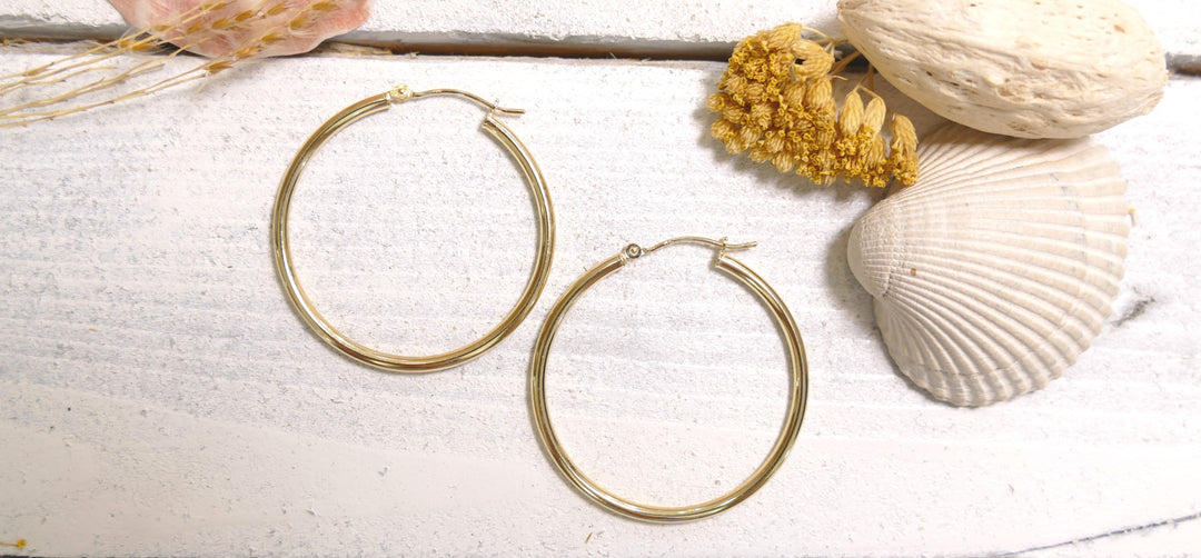 14k Yellow Gold Polished Hoop Earrings