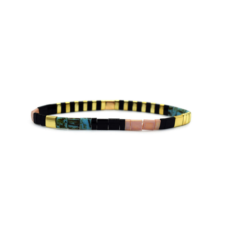 Stia Couture - - Gold "Unstoppable" Tila Bead Morse Code Stretch Bracelet